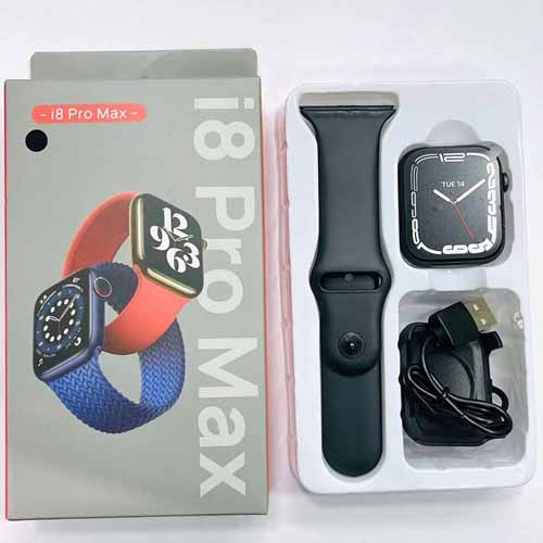 i8 Pro Max Touch Screen Bluetooth Smartwatch with Activity Tracker Compatible with All 3G/4G/5G Android & iOS Smartphones - Black